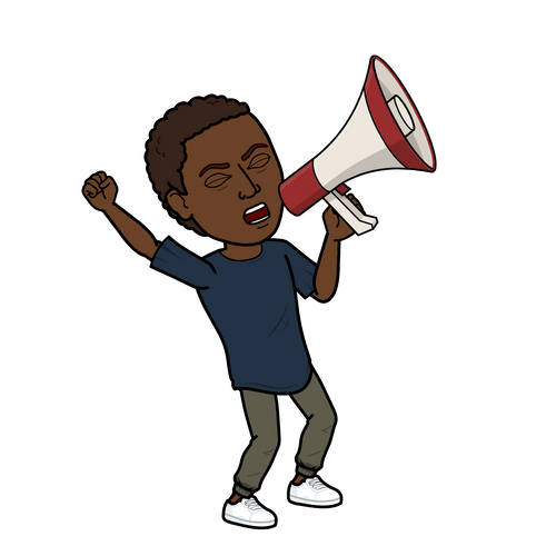 Bitmoji image of Lennon using a megaphone